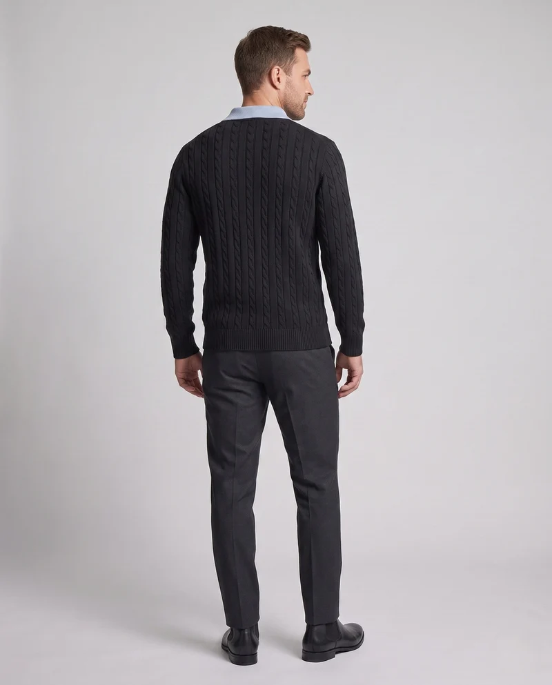 Herrenmode Grober Strickpullover mit Polokragen Nord Taschen