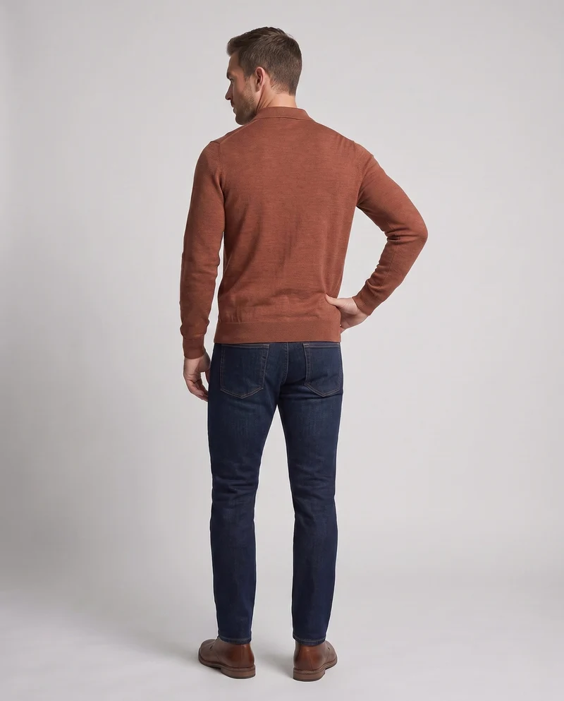 Herren Hochwertiges Langarm-Polo-Shirt Nord Taschen