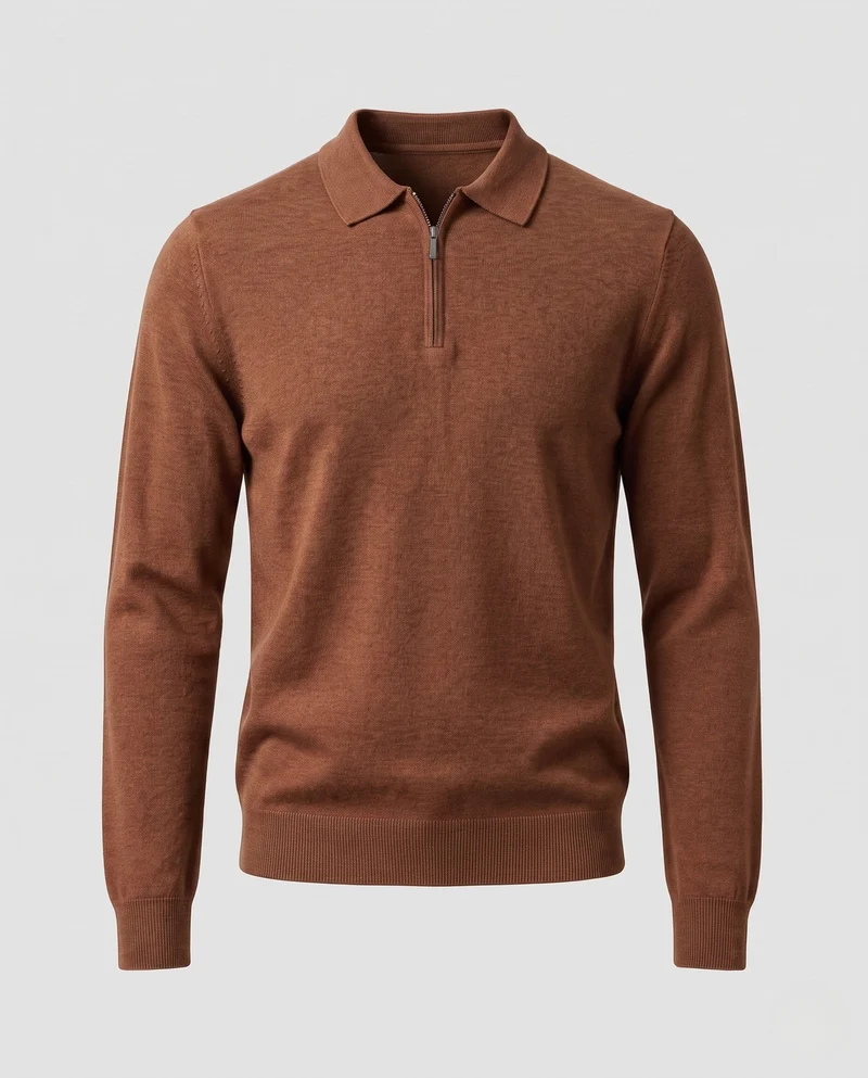 Herren Hochwertiges Langarm-Polo-Shirt Nord Taschen