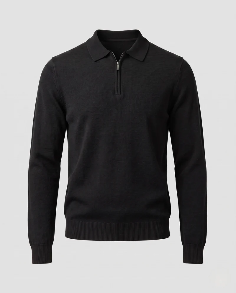 Herren Hochwertiges Langarm-Polo-Shirt Nord Taschen