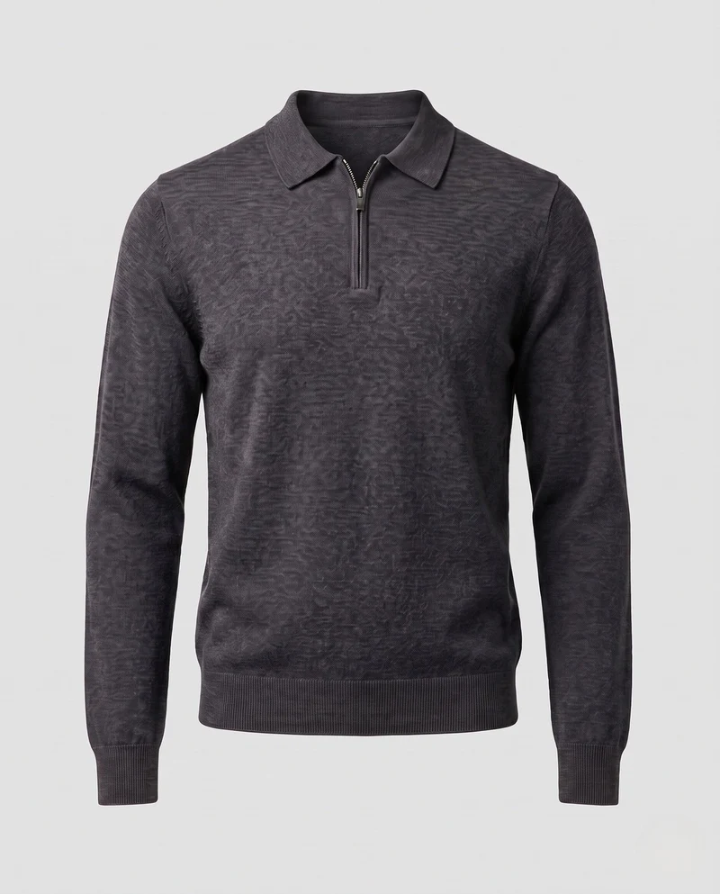 Herren Hochwertiges Langarm-Polo-Shirt Nord Taschen
