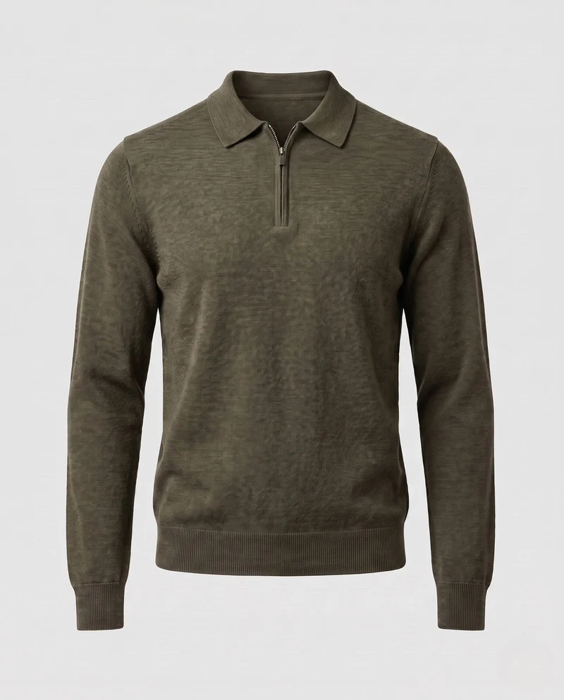 Herren Hochwertiges Langarm-Polo-Shirt Nord Taschen