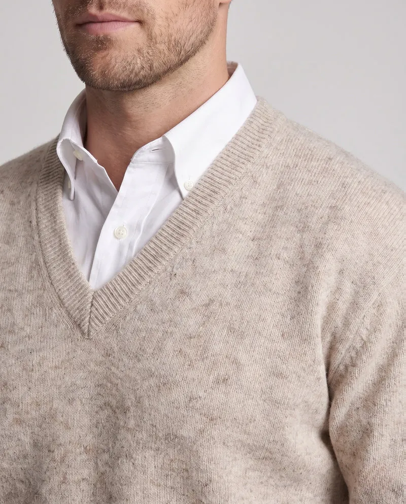 Männer's grob gestrickter Pullover mit V-Ausschnitt Nord Taschen