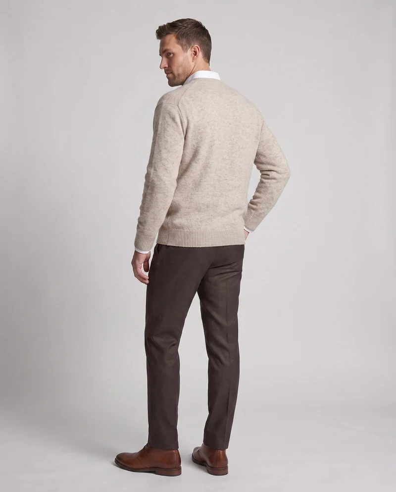 Männer's grob gestrickter Pullover mit V-Ausschnitt Nord Taschen