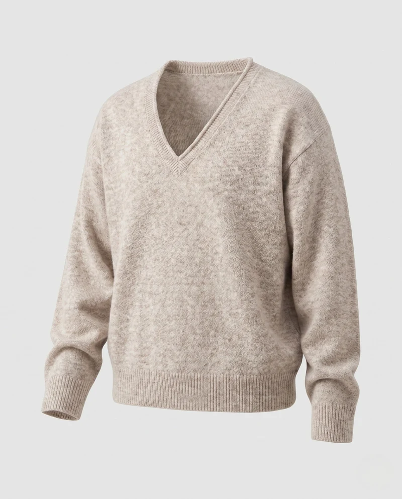 Männer's grob gestrickter Pullover mit V-Ausschnitt Nord Taschen