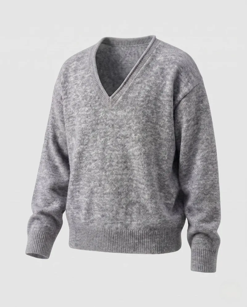 Männer's grob gestrickter Pullover mit V-Ausschnitt Nord Taschen