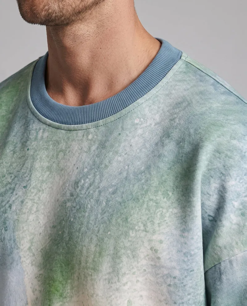 Unisex Oversize Rundhals-Sweatshirt mit Farbverlauf und gewaschenem Aussehen & gerippten Bündchen