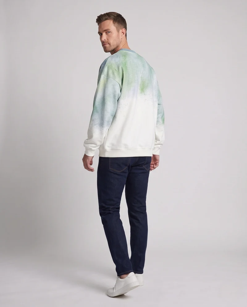 Unisex Oversize Rundhals-Sweatshirt mit Farbverlauf und gewaschenem Aussehen & gerippten Bündchen