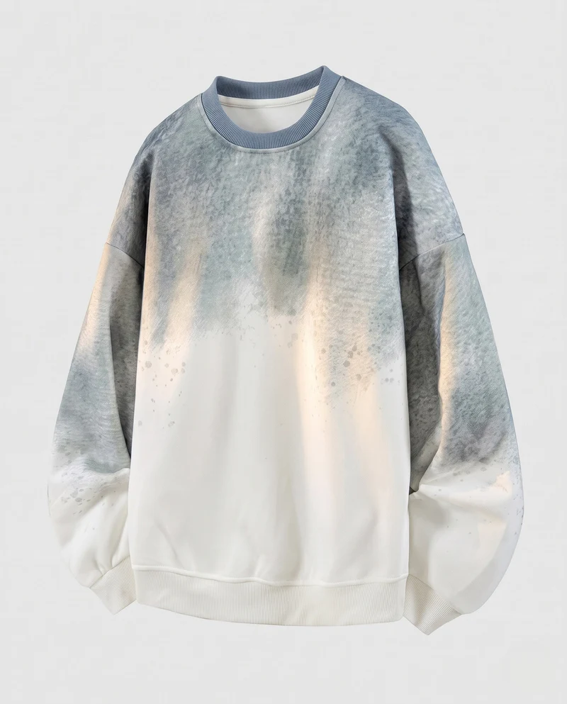 Unisex Oversize Rundhals-Sweatshirt mit Farbverlauf und gewaschenem Aussehen & gerippten Bündchen