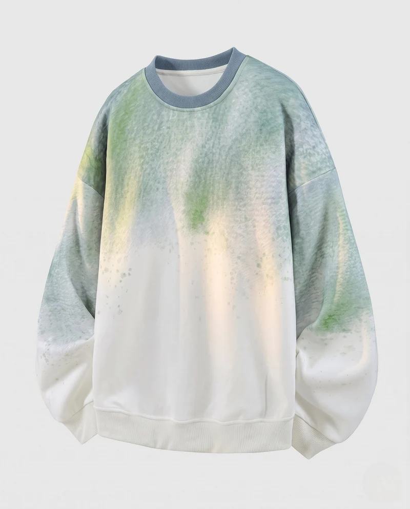 Unisex Oversize Rundhals-Sweatshirt mit Farbverlauf und gewaschenem Aussehen & gerippten Bündchen