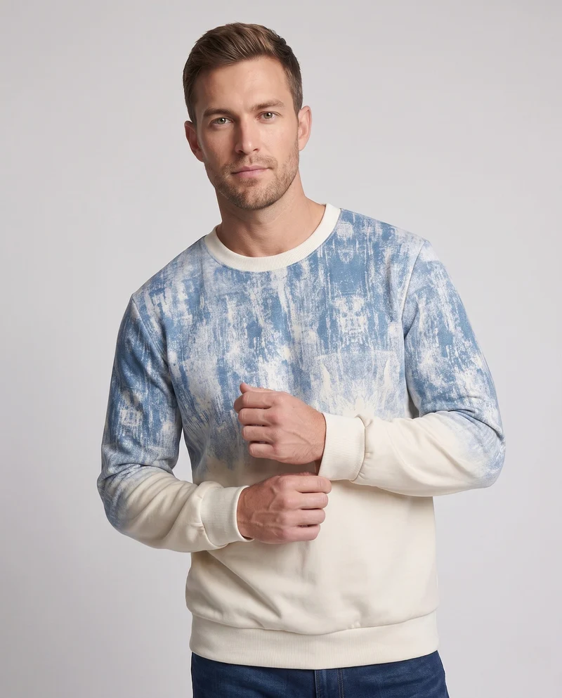 Unisex Oversize-Sweatshirt mit Acid-Wash‑Effekt, Rundhalsausschnitt & gerippten Abschlüssen