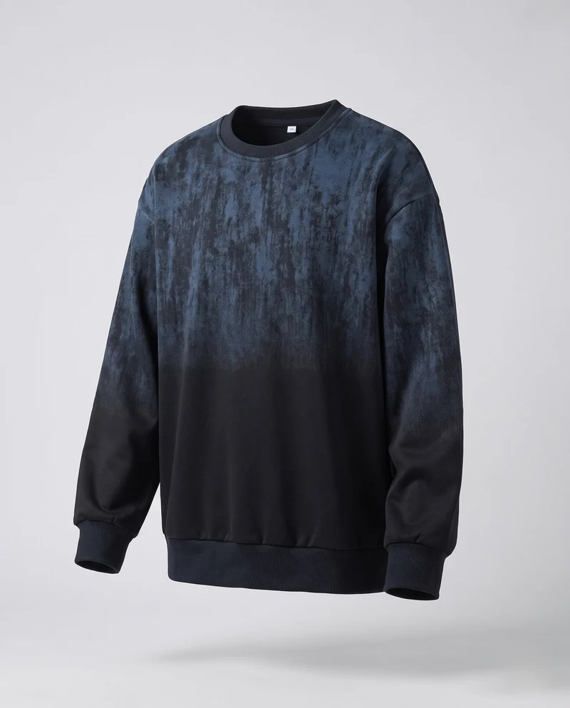Unisex Oversize-Sweatshirt mit Acid-Wash‑Effekt, Rundhalsausschnitt & gerippten Abschlüssen