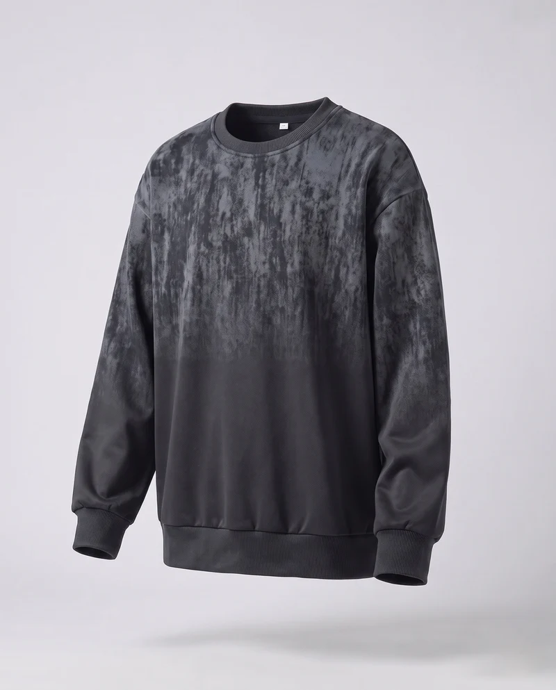 Unisex Oversize-Sweatshirt mit Acid-Wash‑Effekt, Rundhalsausschnitt & gerippten Abschlüssen