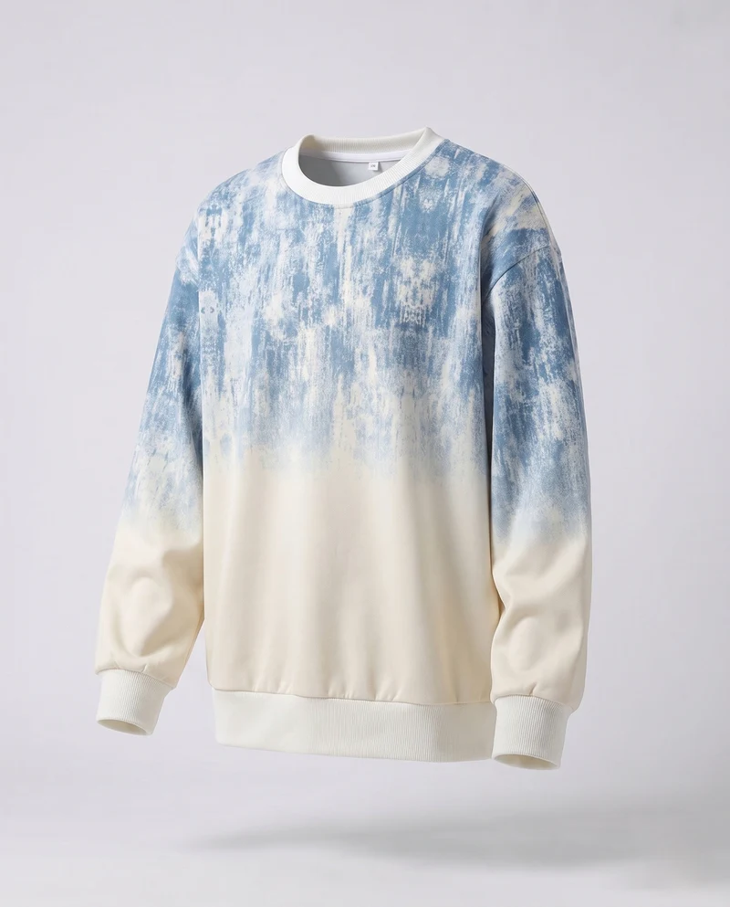 Unisex Oversize-Sweatshirt mit Acid-Wash‑Effekt, Rundhalsausschnitt & gerippten Abschlüssen