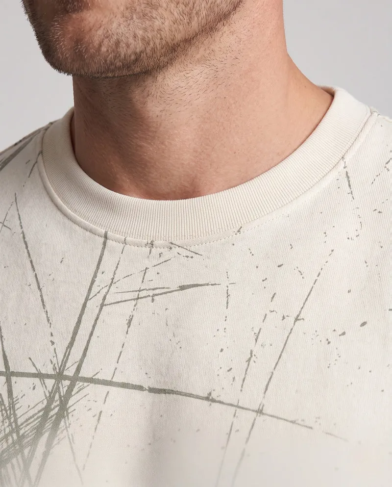 Unisex Oversize-Sweatshirt mit abstraktem Pinselprint und gerippten Bündchen