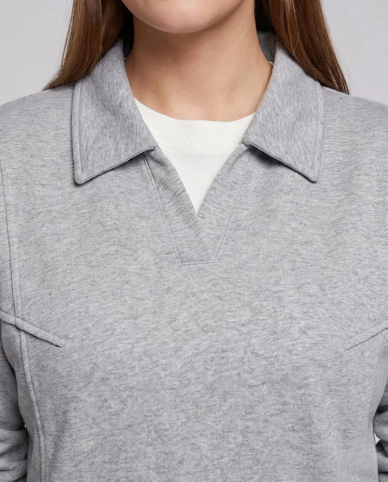 Unisex Oversize-Sweatshirt mit Hemdkragen und abgerundetem Saum