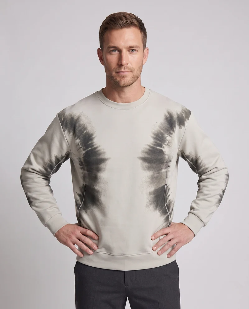 Unisex Oversize Sweatshirt mit Batik-Effekt, Rundhalsausschnitt und Eingrifftaschen