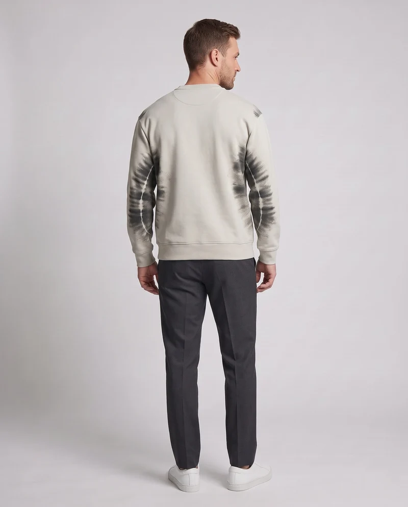 Unisex Oversize Sweatshirt mit Batik-Effekt, Rundhalsausschnitt und Eingrifftaschen