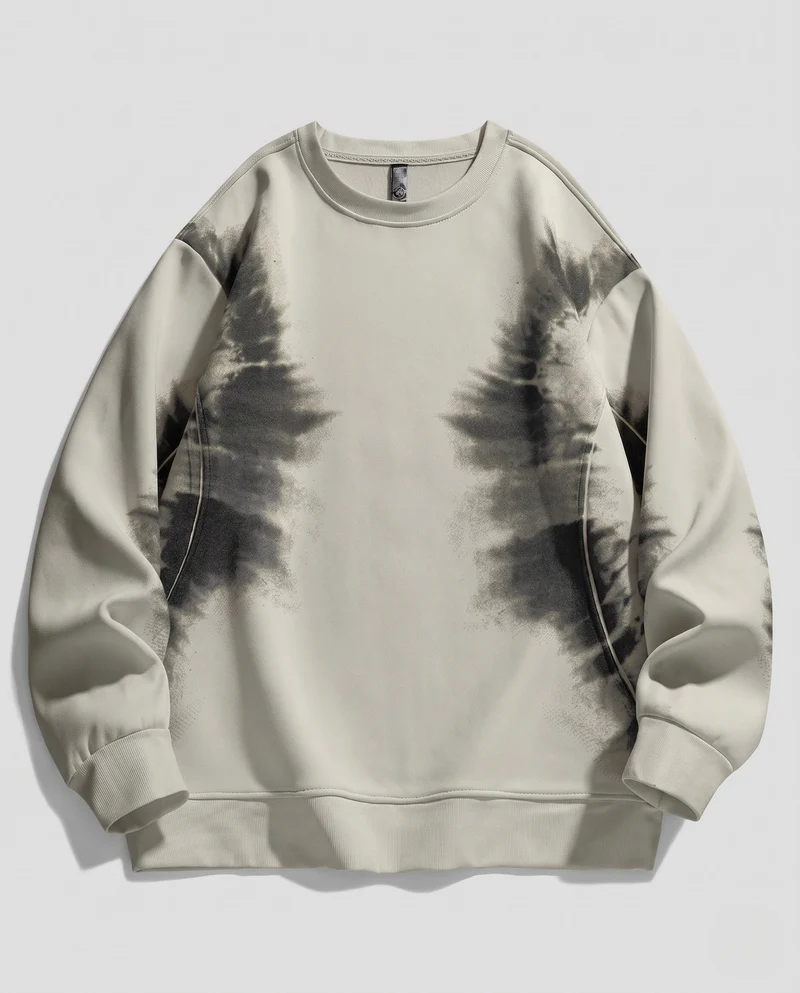 Unisex Oversize Sweatshirt mit Batik-Effekt, Rundhalsausschnitt und Eingrifftaschen