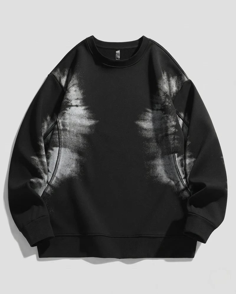 Unisex Oversize Sweatshirt mit Batik-Effekt, Rundhalsausschnitt und Eingrifftaschen
