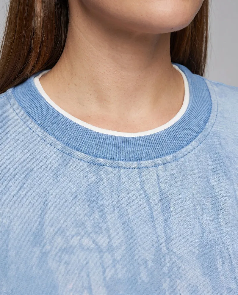 Unisex Oversize-Sweatshirt mit marmorierter Struktur, Rundhals und geripptem Saum