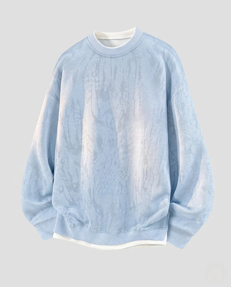 Unisex Oversize-Sweatshirt mit marmorierter Struktur, Rundhals und geripptem Saum