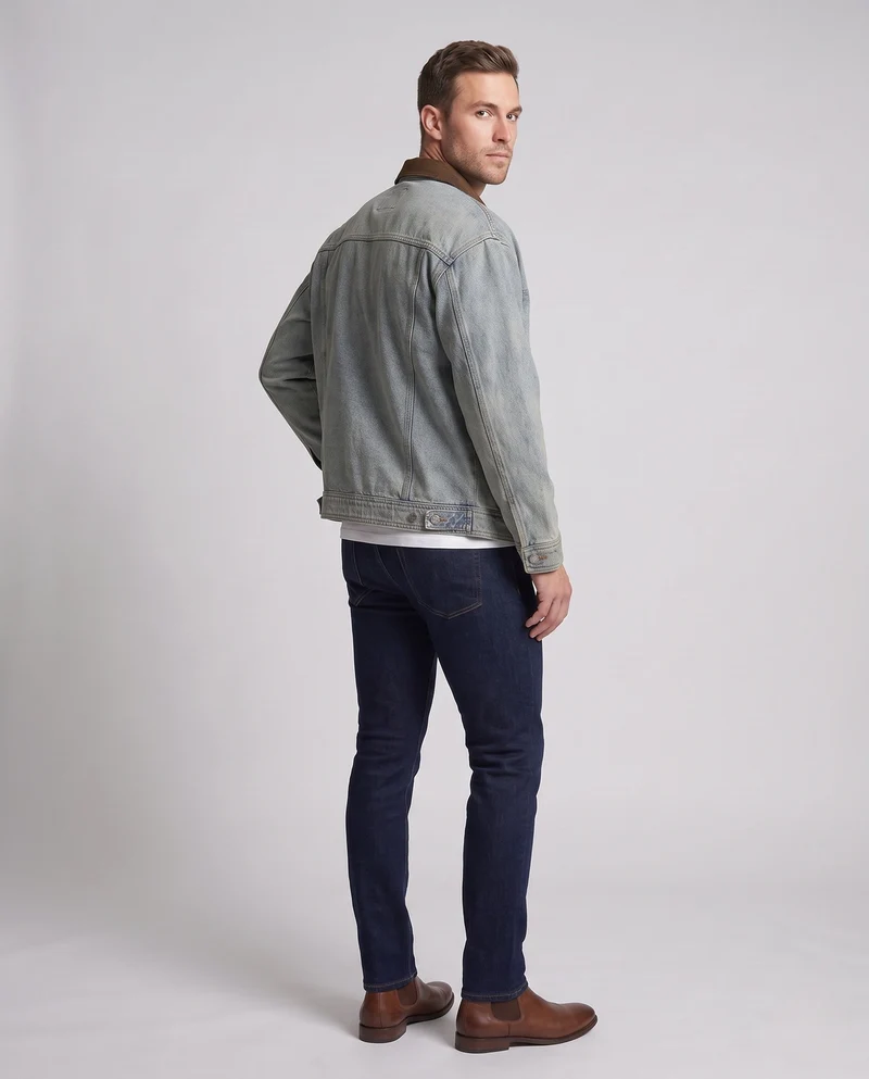 Herren Freizeit Denim Jacke Nord Taschen