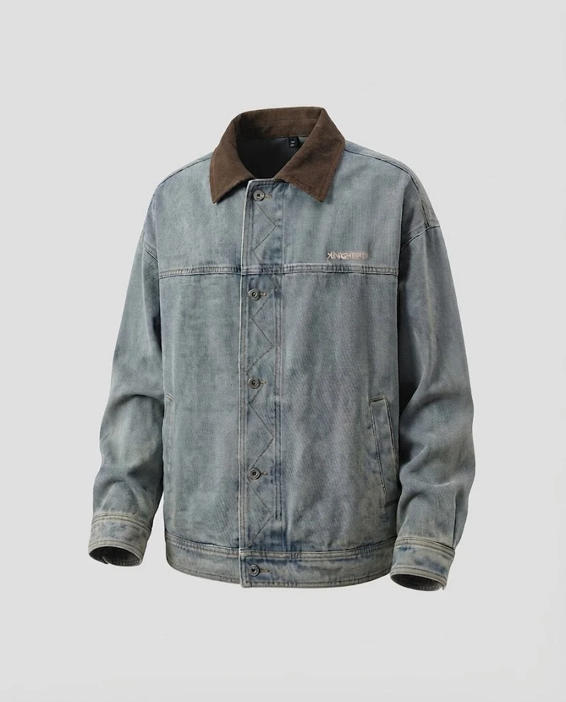 Herren Freizeit Denim Jacke Nord Taschen