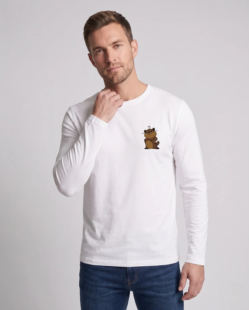 Herren Langarmshirt mit kreativem Tiermotiv Nord Taschen