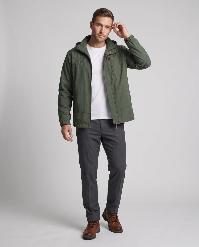 Herren Leichte, wasserabweisende Outdoor-Jacke Nord Taschen
