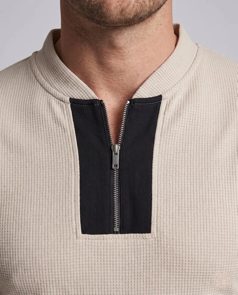 Herren Athletic Slim Lounge Set mit Halb-Reißverschluss Henley und schmal geschnittenen Jogginghosen Nord Taschen