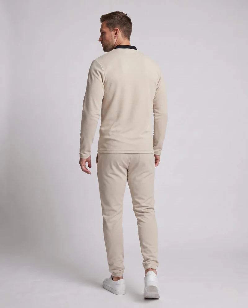 Herren Athletic Slim Lounge Set mit Halb-Reißverschluss Henley und schmal geschnittenen Jogginghosen Nord Taschen