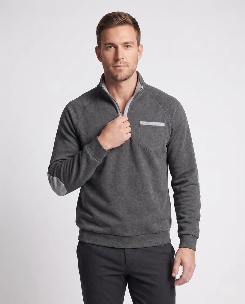 Herren Athleisure Loungewear Set mit halbem Reißverschluss Stehkragen, Brusttasche und Jogginghosen mit Kordelzug Nord Taschen