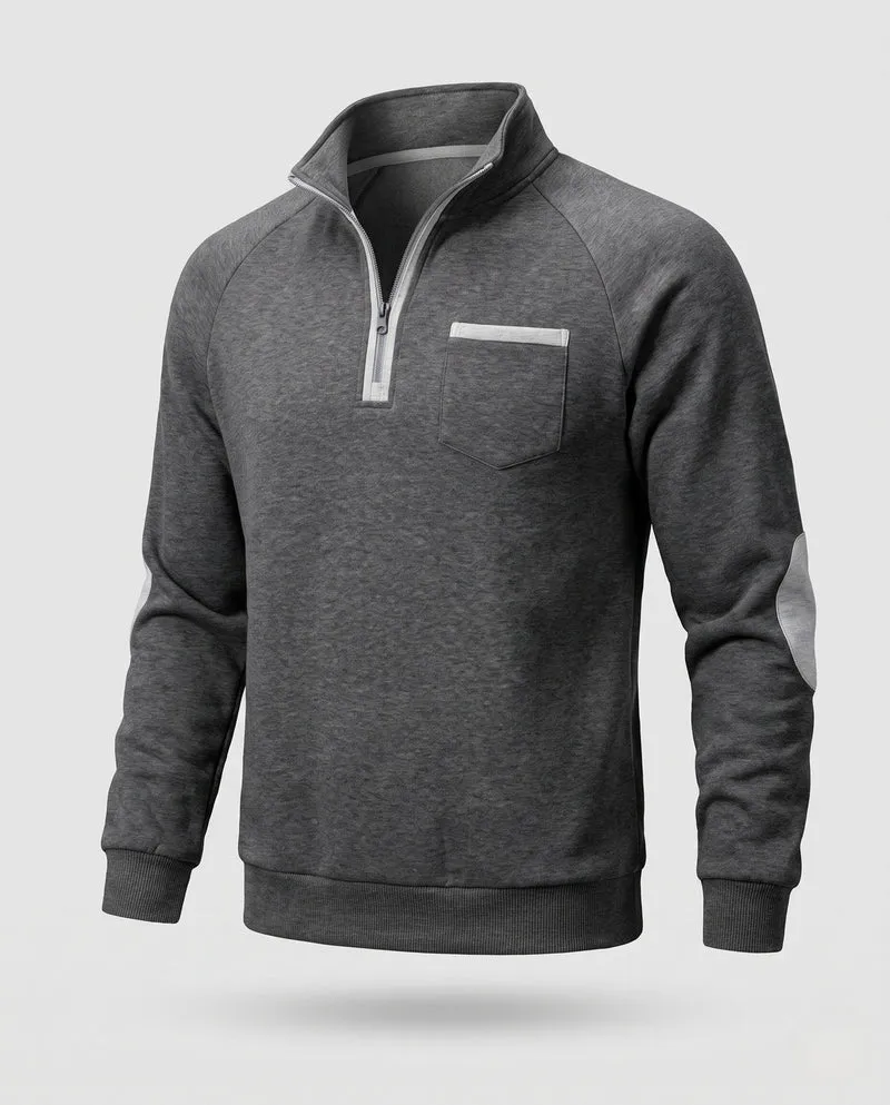 Herren Athleisure Loungewear Set mit halbem Reißverschluss Stehkragen, Brusttasche und Jogginghosen mit Kordelzug Nord Taschen