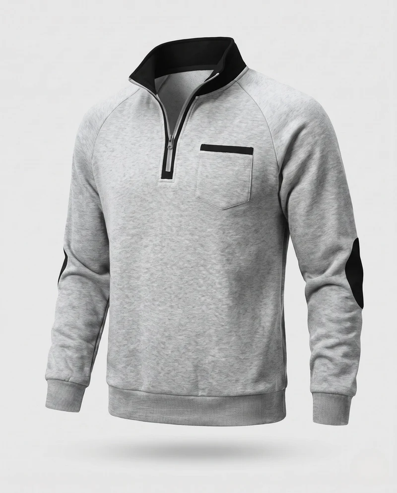 Herren Athleisure Loungewear Set mit halbem Reißverschluss Stehkragen, Brusttasche und Jogginghosen mit Kordelzug Nord Taschen