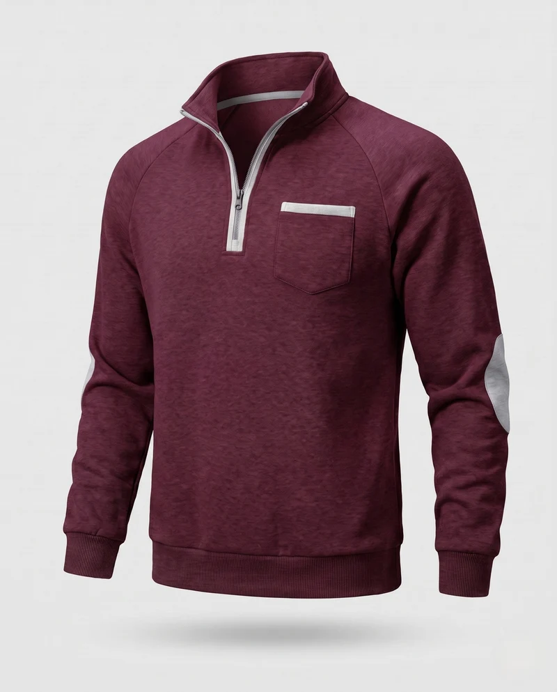 Herren Athleisure Loungewear Set mit halbem Reißverschluss Stehkragen, Brusttasche und Jogginghosen mit Kordelzug Nord Taschen
