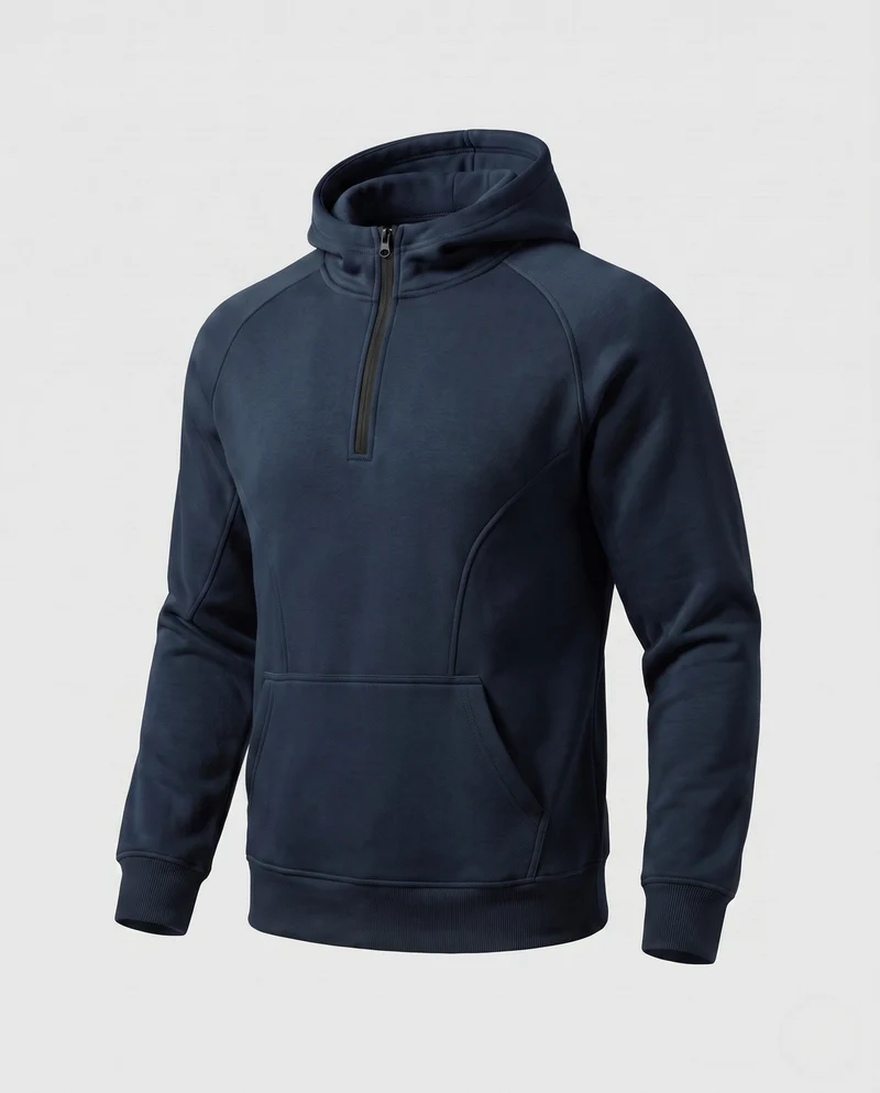 Herren Athletic Halb-Zip Hoodie mit geformten dekorativen Nähten und Kängurutasche Nord Taschen