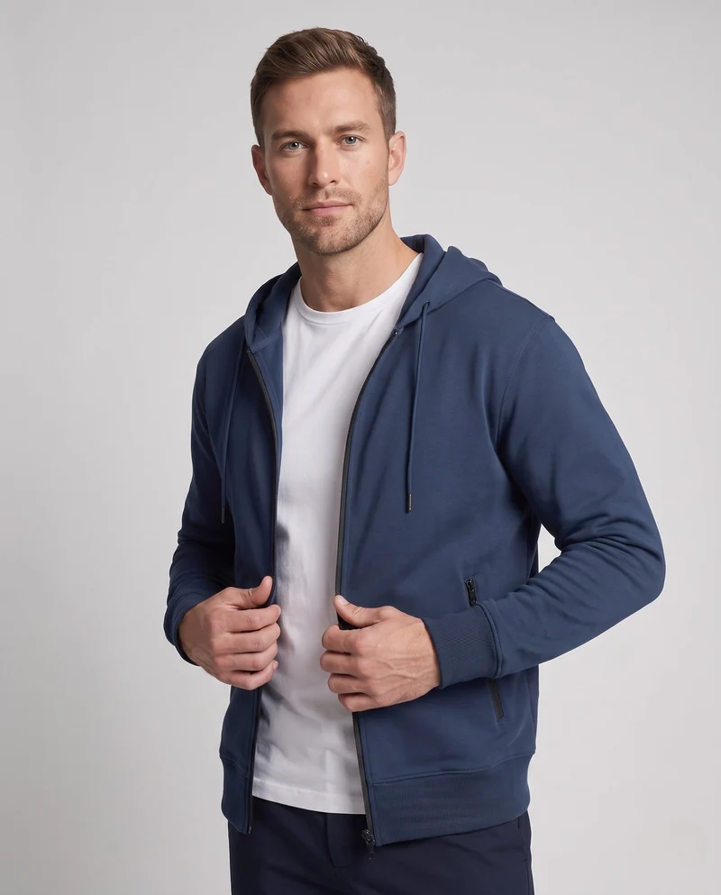 Herren Zip Hoodie in entspannter Oversize-Passform mit durchgehendem Reißverschluss und Reißverschlusstaschen Nord Taschen