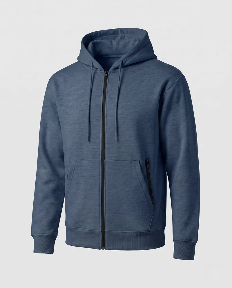 Herren Zip Hoodie in entspannter Oversize-Passform mit durchgehendem Reißverschluss und Reißverschlusstaschen Nord Taschen