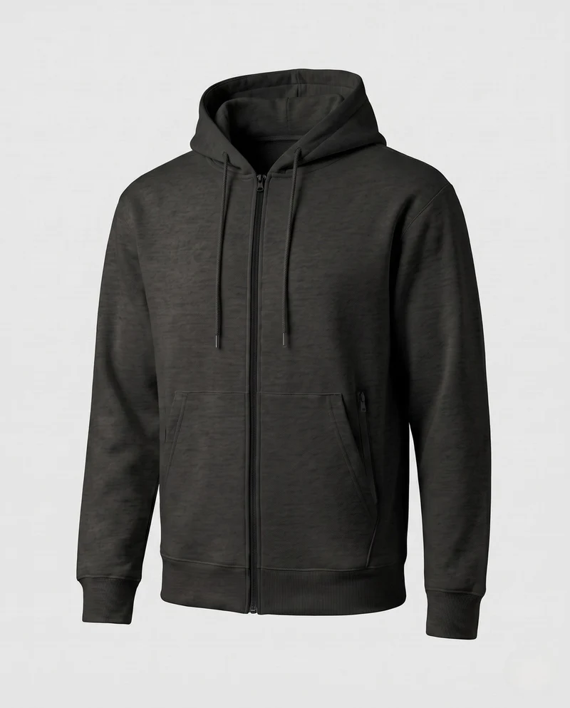 Herren Zip Hoodie in entspannter Oversize-Passform mit durchgehendem Reißverschluss und Reißverschlusstaschen Nord Taschen