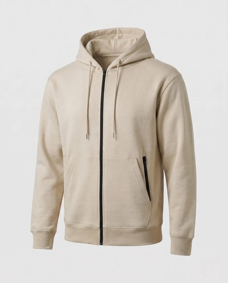 Herren Zip Hoodie in entspannter Oversize-Passform mit durchgehendem Reißverschluss und Reißverschlusstaschen Nord Taschen