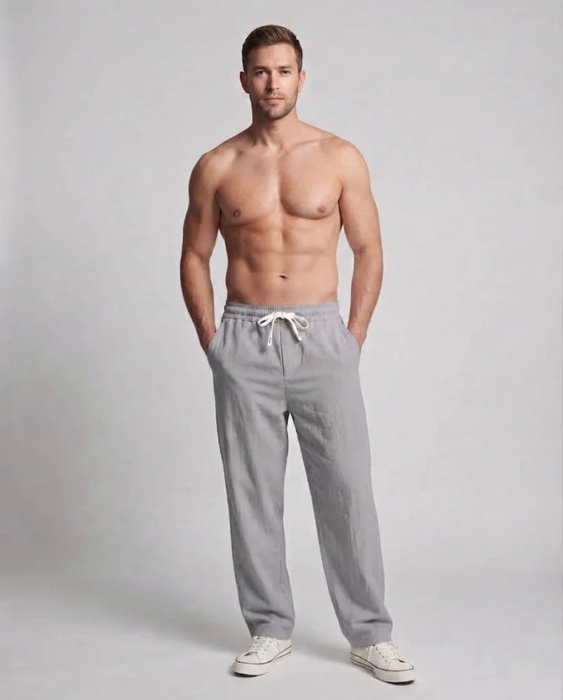 Herren Wide Chino-Hosen im Relaxed Fit mit Saum und Falten Nord Taschen