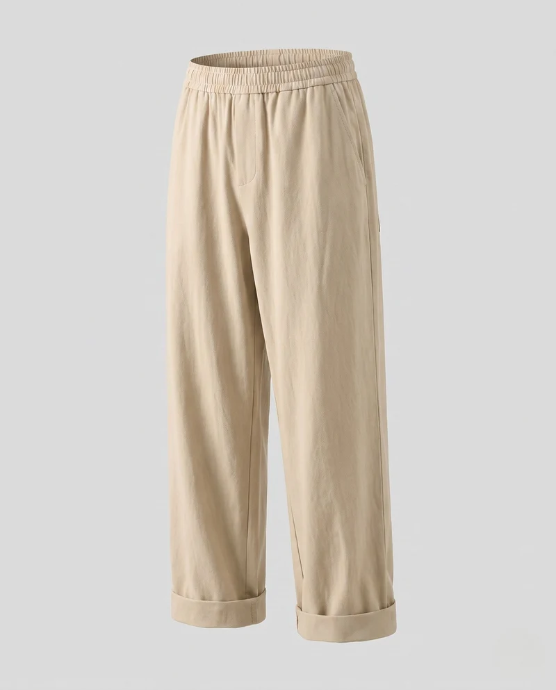 Herren Wide Chino-Hosen im Relaxed Fit mit Saum und Falten Nord Taschen