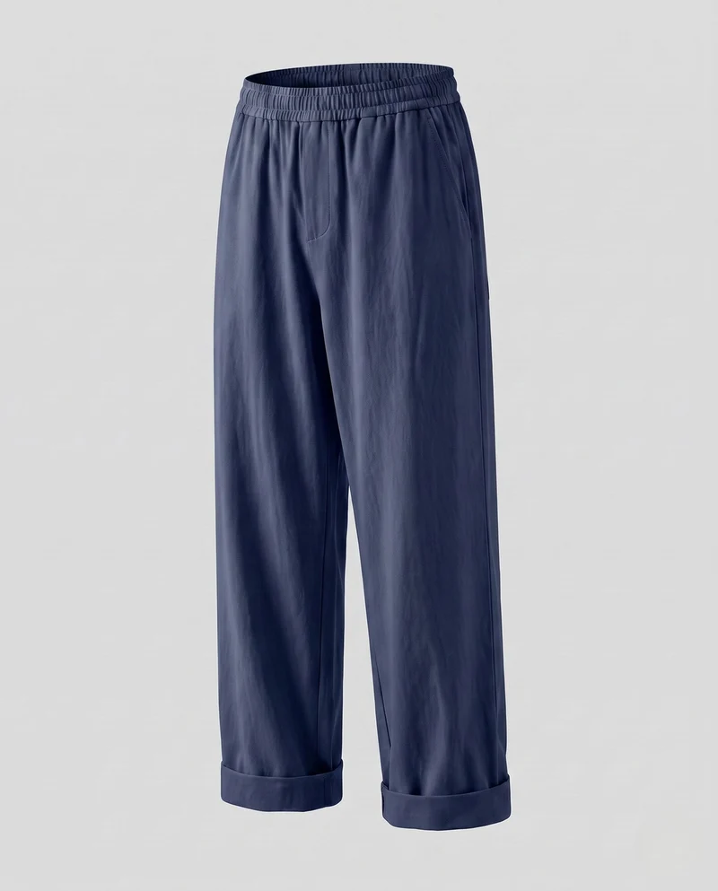 Herren Wide Chino-Hosen im Relaxed Fit mit Saum und Falten Nord Taschen