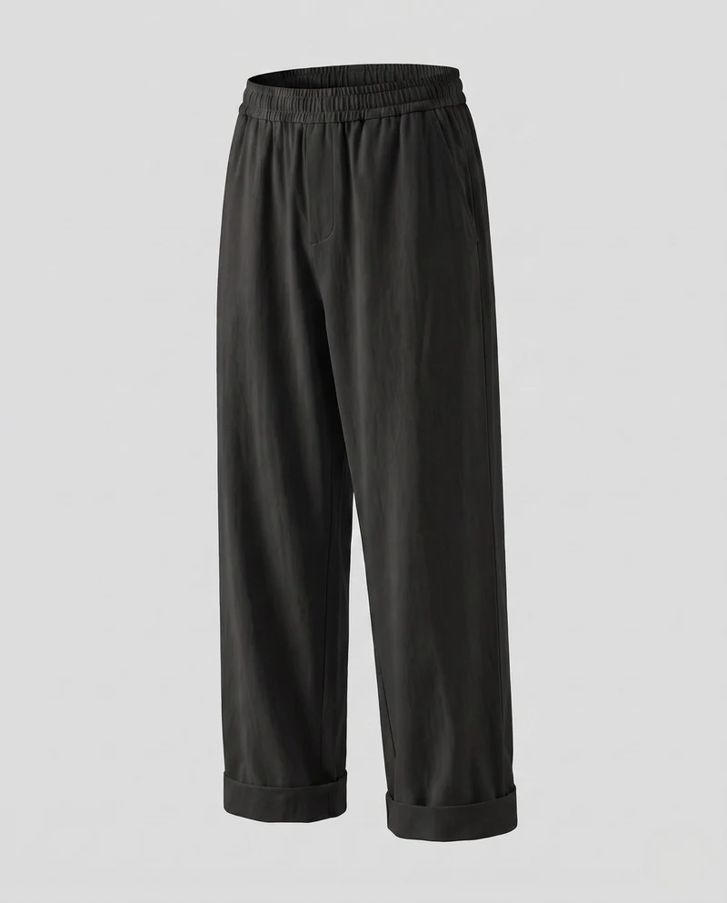 Herren Wide Chino-Hosen im Relaxed Fit mit Saum und Falten Nord Taschen
