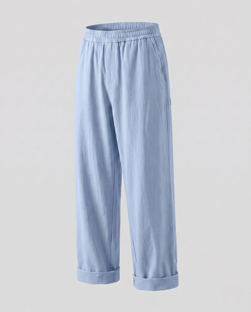 Herren Wide Chino-Hosen im Relaxed Fit mit Saum und Falten Nord Taschen