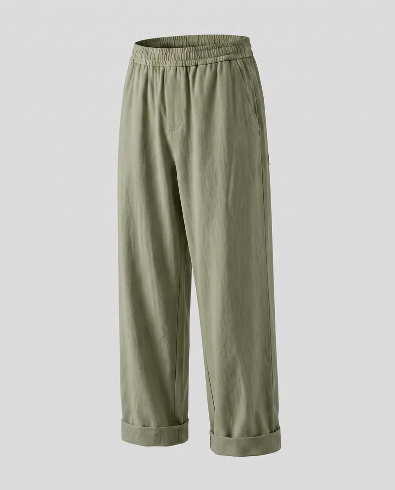 Herren Wide Chino-Hosen im Relaxed Fit mit Saum und Falten Nord Taschen