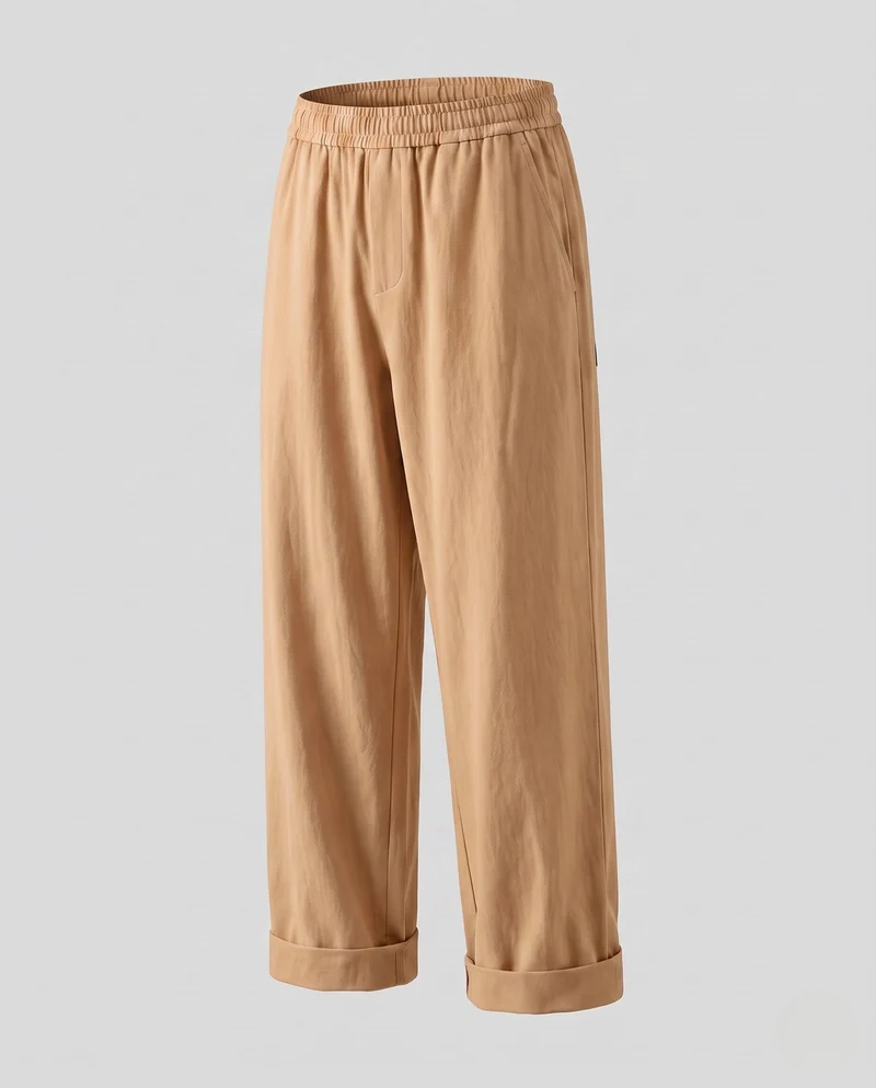 Herren Wide Chino-Hosen im Relaxed Fit mit Saum und Falten Nord Taschen