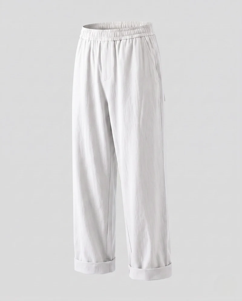Herren Wide Chino-Hosen im Relaxed Fit mit Saum und Falten Nord Taschen