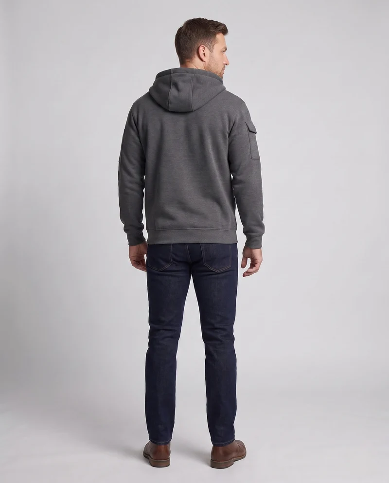 Herren Utility Hoodie mit Fleece-Futter, Halbzip und mehreren Reißverschlusstaschen Nord Taschen